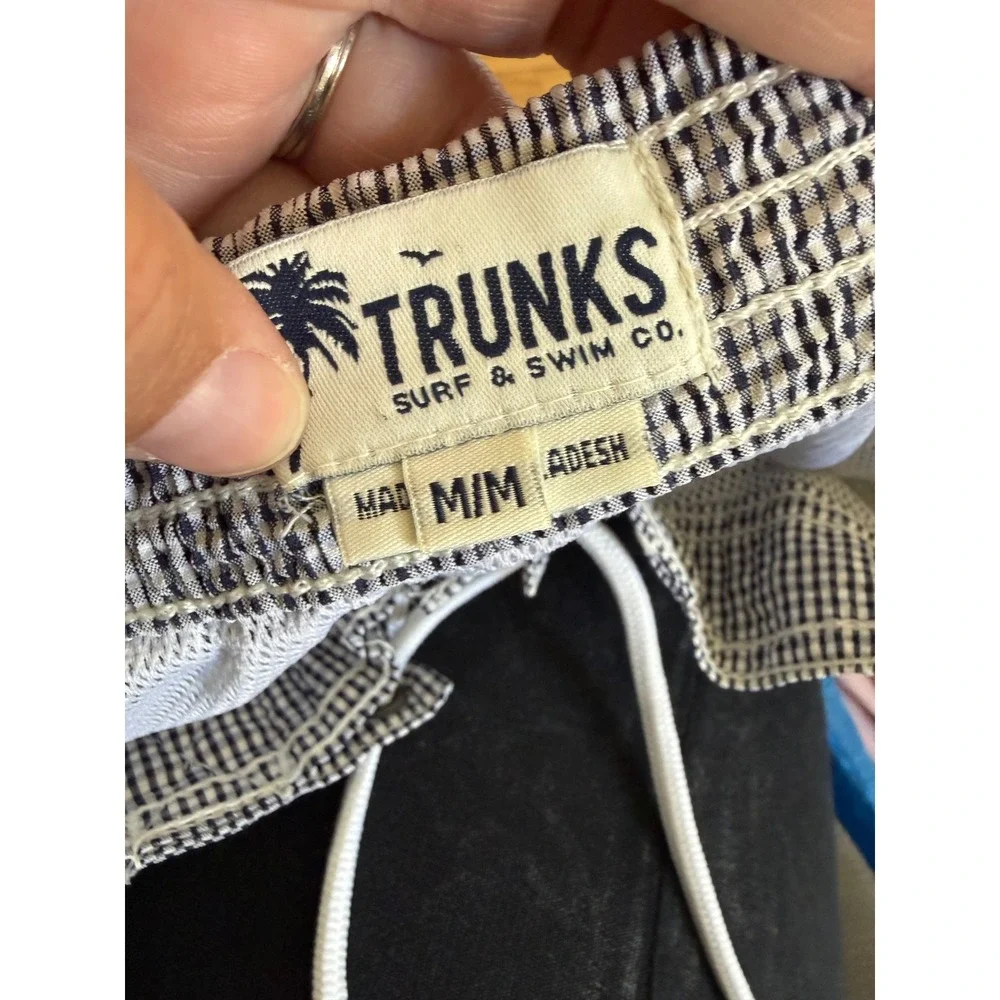 Trunks Surf & Swim Co swim trunks black and white checkered swim beach vacation
